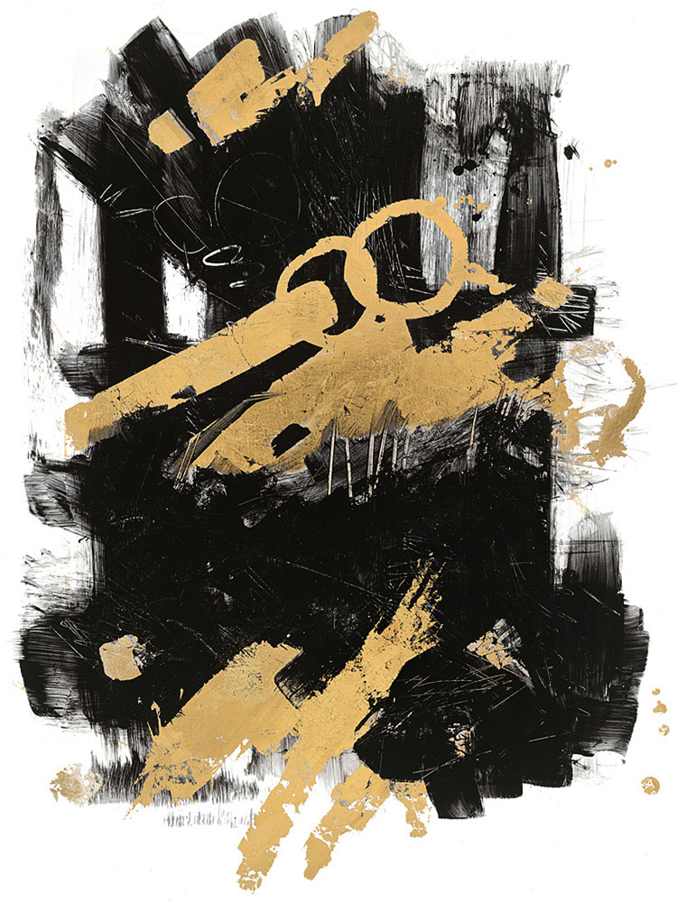 Gold Black Abstract Panel I